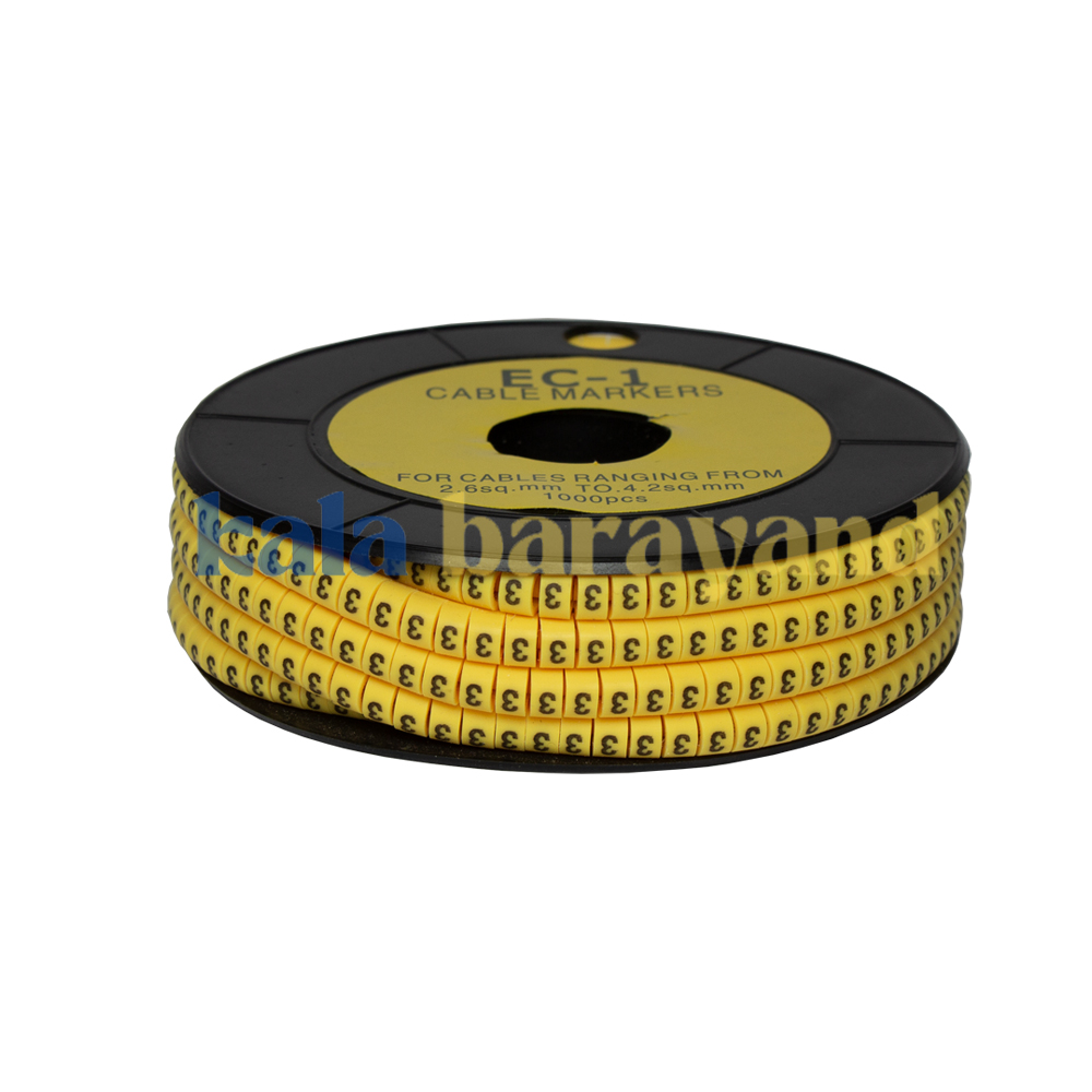 EC-1yellow3 شماره سیم با کد EC-1-3 (بسته 1000تایی) - تصویر 1